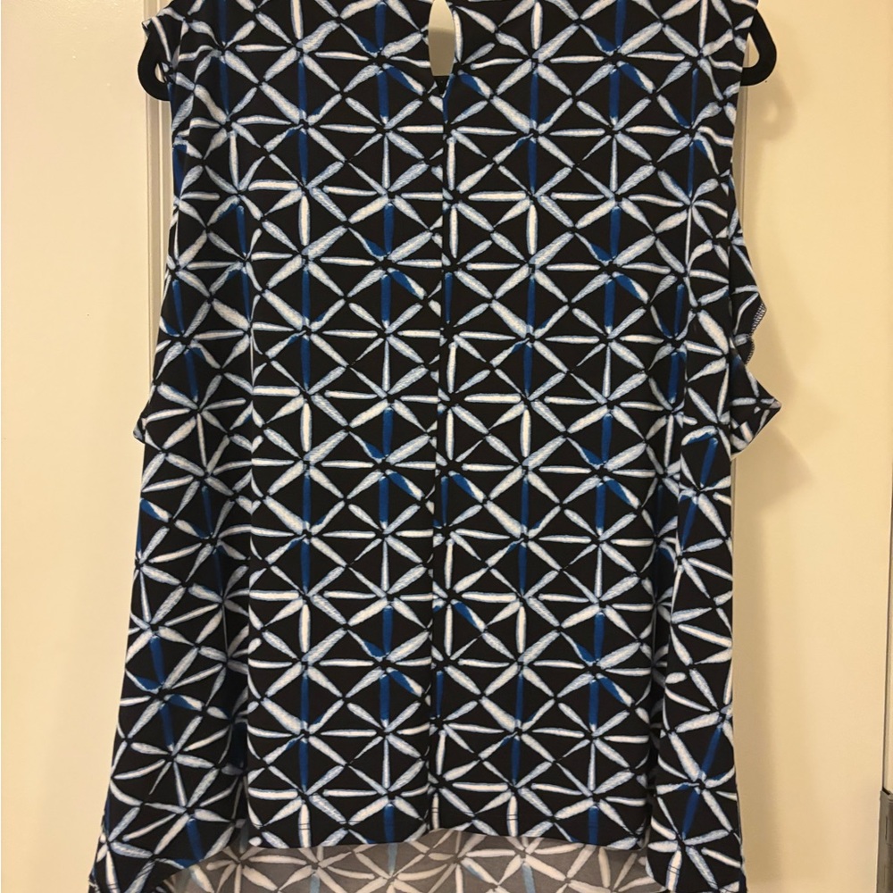 Calvin Klein Sleeveless Blue Geometric Women's Blouse 3X - Picture 2 of 3